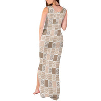 Hawaiian Palaka Quilt Pattern Tank Maxi Dress Hawaii Culture Tropical Flowers Mix - Polynesian Pride