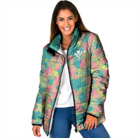 Seamless Hawaiian Quilt Pattern Padded Jacket Hawaii Culture Palm Leaf Tropical - Polynesian Pride