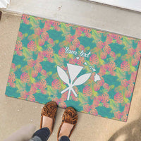 Seamless Hawaiian Quilt Pattern Rubber Doormat Hawaii Culture Palm Leaf Tropical - Polynesian Pride
