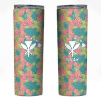 Seamless Hawaiian Quilt Pattern Skinny Tumbler Hawaii Culture Palm Leaf Tropical - Polynesian Pride