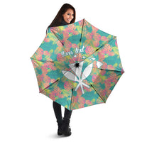 Seamless Hawaiian Quilt Pattern Umbrella Hawaii Culture Palm Leaf Tropical - Polynesian Pride