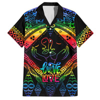 Tonga LGBT Family Matching Short Sleeve Bodycon Dress and Hawaiian Shirt Love Is Love Ngatu Rainbow Water Color LT9 Dad's Shirt - Short Sleeve Black - Polynesian Pride