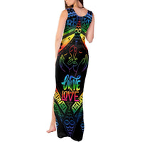 Tonga LGBT Tank Maxi Dress Love Is Love Ngatu Rainbow Water Color LT9 - Polynesian Pride