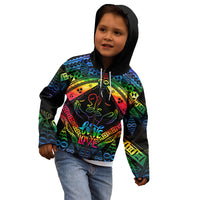 Personalised Tonga LGBT Kid Hoodie Love Is Love Ngatu Rainbow Water Color LT9 - Polynesian Pride