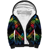 Personalised Tonga LGBT Sherpa Hoodie Love Is Love Ngatu Rainbow Water Color LT9 Unisex Black - Polynesian Pride
