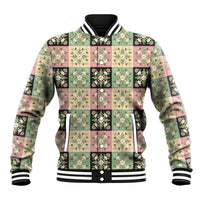 Seamless Pattern Maile and Pikake Lei Baseball Jacket Squares Maile Leaf - Polynesian Pride