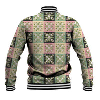 Seamless Pattern Maile and Pikake Lei Baseball Jacket Squares Maile Leaf - Polynesian Pride