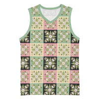 Seamless Pattern Maile and Pikake Lei Basketball Jersey Squares Maile Leaf - Polynesian Pride