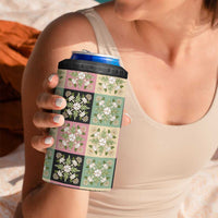 Seamless Pattern Maile and Pikake Lei 4 in 1 Can Cooler Tumbler Squares Maile Leaf - Polynesian Pride