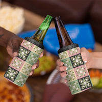 Seamless Pattern Maile and Pikake Lei 4 in 1 Can Cooler Tumbler Squares Maile Leaf - Polynesian Pride