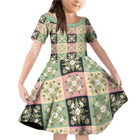 Seamless Pattern Maile and Pikake Lei Family Matching Off Shoulder Short Dress and Hawaiian Shirt Squares Maile Leaf - Polynesian Pride