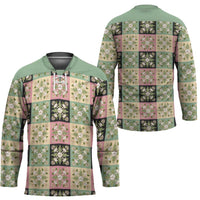 Seamless Pattern Maile and Pikake Lei Hockey Jersey Squares Maile Leaf - Polynesian Pride