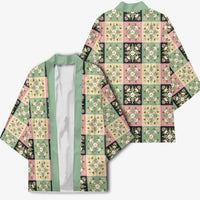 Seamless Pattern Maile and Pikake Lei Kimono Squares Maile Leaf - Polynesian Pride
