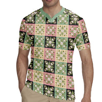 Seamless Pattern Maile and Pikake Lei Rugby Jersey Squares Maile Leaf - Polynesian Pride
