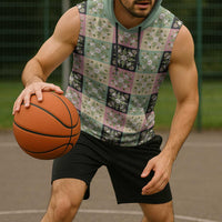 Seamless Pattern Maile and Pikake Lei Sleeveless Hoodie Squares Maile Leaf - Polynesian Pride