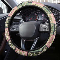 Seamless Pattern Maile and Pikake Lei Steering Wheel Cover Squares Maile Leaf - Polynesian Pride