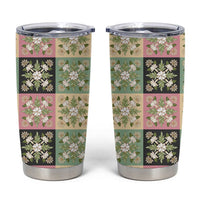Seamless Pattern Maile and Pikake Lei Tumbler Cup Squares Maile Leaf - Polynesian Pride
