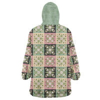 Seamless Pattern Maile and Pikake Lei Wearable Blanket Hoodie Squares Maile Leaf - Polynesian Pride