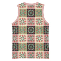 Seamless Pattern Pikake Lei Basketball Jersey Floral Squares Pikake - Polynesian Pride