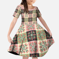 Seamless Pattern Pikake Lei Family Matching Off The Shoulder Long Sleeve Dress and Hawaiian Shirt Floral Squares Pikake - Polynesian Pride