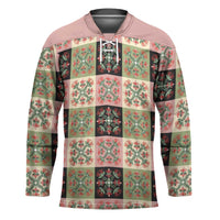 Seamless Pattern Pikake Lei Hockey Jersey Floral Squares Pikake - Polynesian Pride