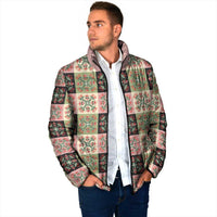 Seamless Pattern Pikake Lei Padded Jacket Floral Squares Pikake - Polynesian Pride