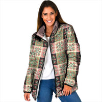 Seamless Pattern Pikake Lei Padded Jacket Floral Squares Pikake - Polynesian Pride