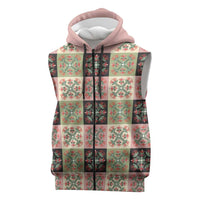 Seamless Pattern Pikake Lei Sleeveless Zip Hoodie Floral Squares Pikake - Polynesian Pride