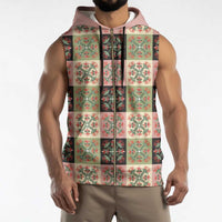 Seamless Pattern Pikake Lei Sleeveless Zip Hoodie Floral Squares Pikake - Polynesian Pride