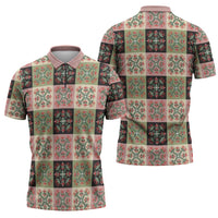 Seamless Pattern Pikake Lei Zipper Polo Shirt Floral Squares Pikake - Polynesian Pride