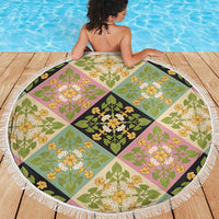 Seamless Pattern Puakenikeni and Kalo Beach Blanket - Polynesian Pride