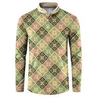 Seamless Pattern Puakenikeni and Kalo Button Sweatshirt - Polynesian Pride