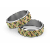 Seamless Pattern Puakenikeni and Kalo Classic Ring LT9 Sliver Beige - Polynesian Pride