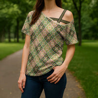Seamless Pattern Puakenikeni and Kalo Cross Shoulder Shirt - Polynesian Pride