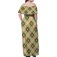 Seamless Pattern Puakenikeni and Kalo Family Matching Off Shoulder Maxi Dress and Hawaiian Shirt - Polynesian Pride