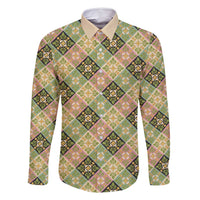 Seamless Pattern Puakenikeni and Kalo Family Matching Off Shoulder Short Dress and Hawaiian Shirt - Polynesian Pride