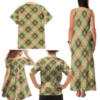 Seamless Pattern Puakenikeni and Kalo Family Matching Tank Maxi Dress and Hawaiian Shirt - Polynesian Pride