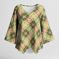 Seamless Pattern Puakenikeni and Kalo Kimono Sleeve Blouse - Polynesian Pride