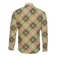 Seamless Pattern Puakenikeni and Kalo Long Sleeve Button Shirt - Polynesian Pride