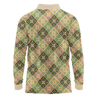 Seamless Pattern Puakenikeni and Kalo Long Sleeve Polo Shirt - Polynesian Pride