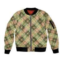 Seamless Pattern Puakenikeni and Kalo Sleeve Zip Bomber Jacket - Polynesian Pride