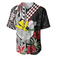 Hawaii Monk Seal Santa Baseball Jersey Hibiscus Kakau Pattern Mele Kalikimaka LT9 Black - Polynesian Pride