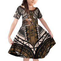 Samoa Warrior Family Matching Off Shoulder Short Dress and Hawaiian Shirt The Mighty Samoan Warrior Spirit