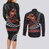 Samoan Pride Polynesian Tribal Warrior Couples Matching Long Sleeve Bodycon Dress and Long Sleeve Button Shirt 685 Samoa Mo Samoa LT9 - Polynesian Pride