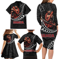 Samoan Pride Polynesian Tribal Warrior Family Matching Long Sleeve Bodycon Dress and Hawaiian Shirt 685 Samoa Mo Samoa