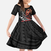 Samoan Pride Polynesian Tribal Warrior Family Matching Summer Maxi Dress and Hawaiian Shirt 685 Samoa Mo Samoa LT9 Daughter's Dress Black - Polynesian Pride