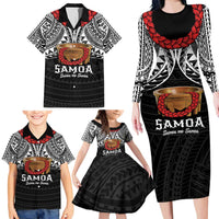 Samoan Tanoa Kava Bowl Ula Fala Family Matching Long Sleeve Bodycon Dress and Hawaiian Shirt Polynesian Tribal Vibe