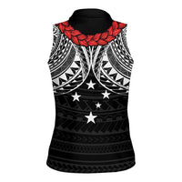 Samoan Tanoa Kava Bowl Ula Fala Women Sleeveless Polo Shirt Polynesian Tribal Vibe