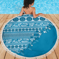 Fiji Marau na Kerisimasi Beach Blanket Aqua Tagimoucia Tapa Masi Tribal - Polynesian Pride