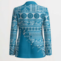 Fiji Marau na Kerisimasi Blazer Aqua Tagimoucia Tapa Masi Tribal - Polynesian Pride